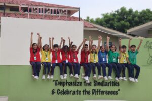 Group of children enjoying school activities at Chaitanya School, top English Medium School in Gandhinagar.